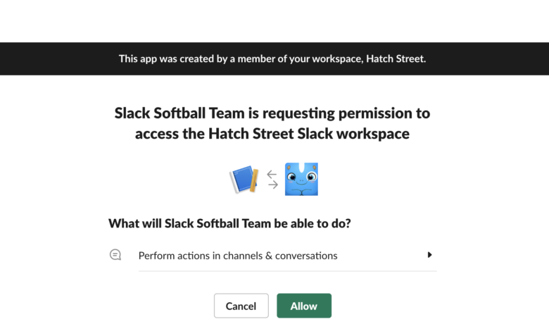 How to create an app in slack